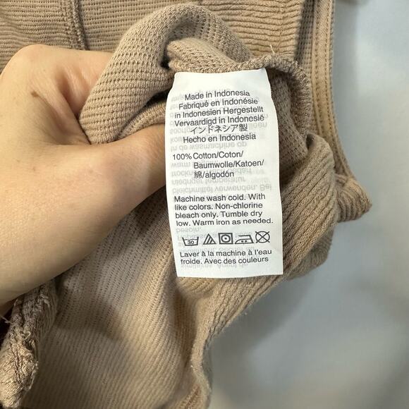 Madewell Texture & Thread Button Up Tie Front Strapless V-Neck Cotton Top XS - Picture 4 of 5